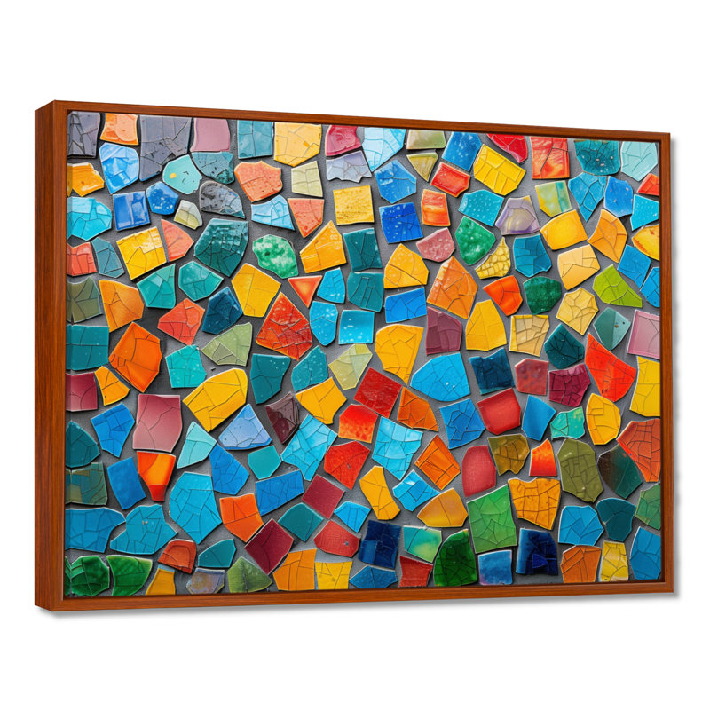 Carreaux de mosaïque colorés, beauté IV - Boho, Cadre flottant brun, H 16 po x l 32 po