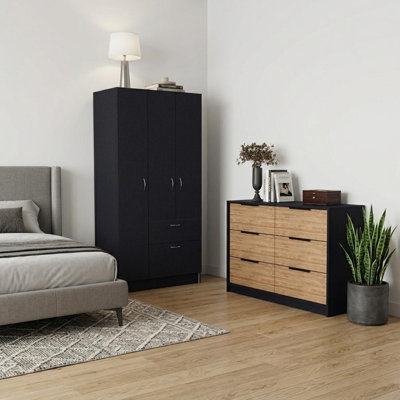 Ensemble de chambre à coucher deux pièces brun et noir