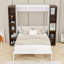 Grand lit escamotable en bois avec armoires pliables à pousser-2055282298