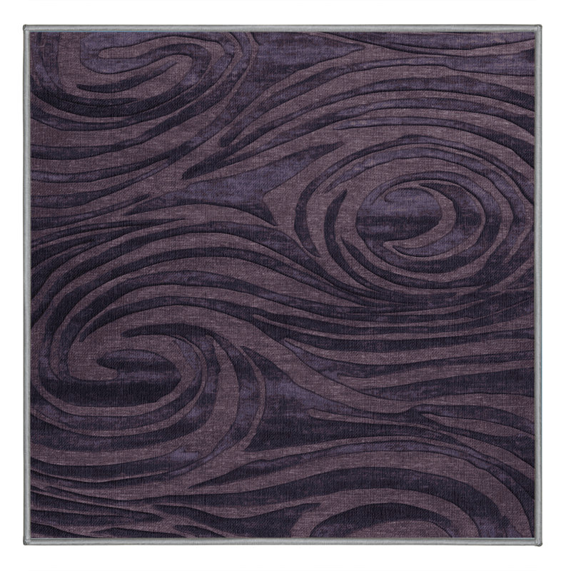 Machine Washable Abstract Purple Area Rug, Square 5'