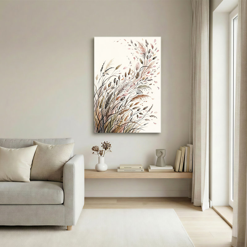 Art mural sur toile de style aquarelle et herbes sauvages, 18"H x 12"W