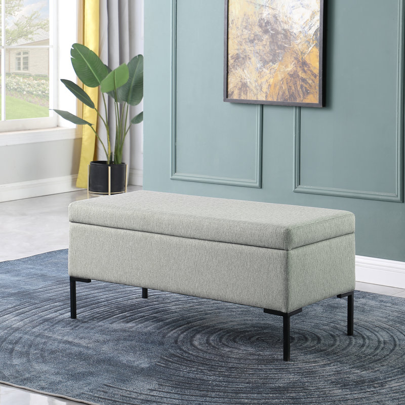 Polyester Upholstered Bench with Flip Top