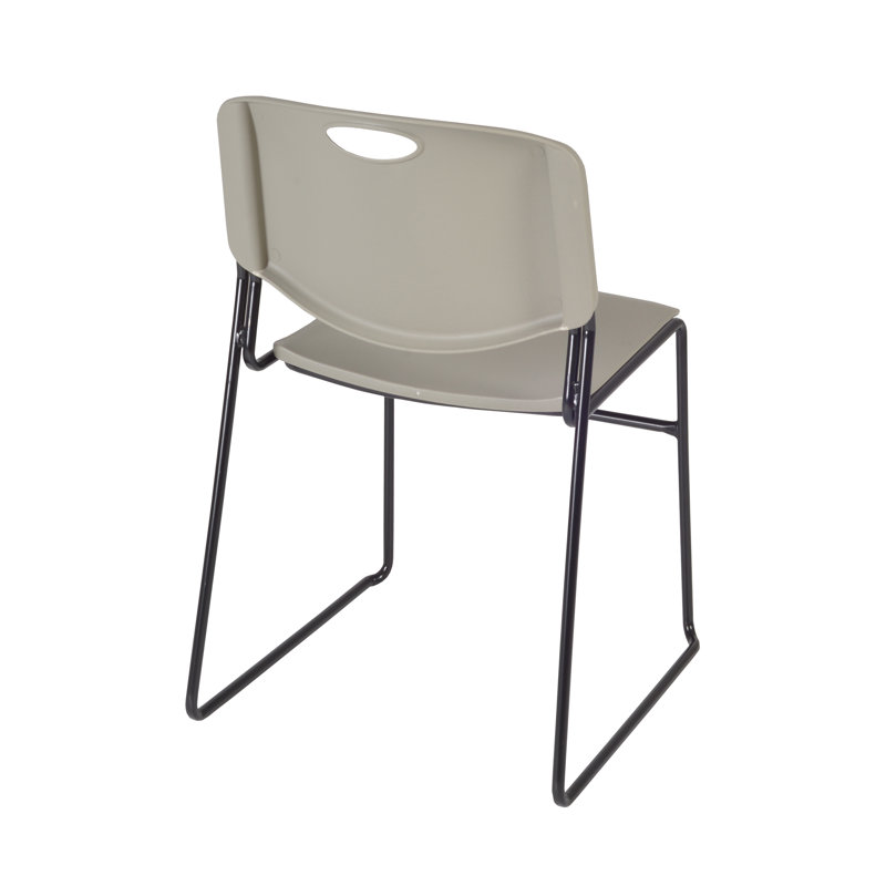 Zeng Armless Gray Leatherette Stackable Chair with Metal Frame