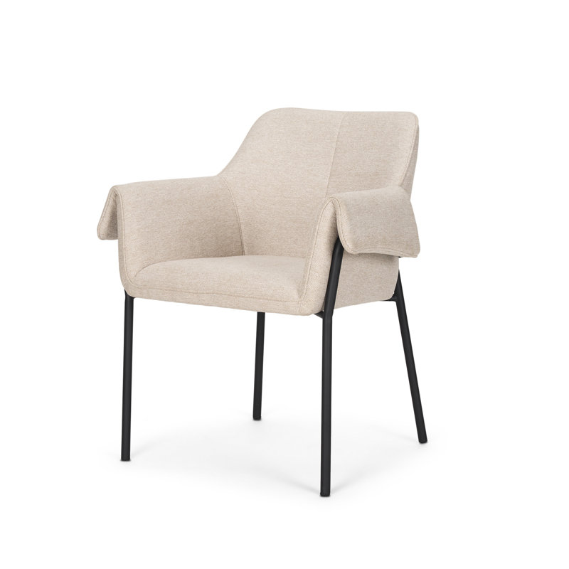 Chaise de salle à manger rembourrée grise et noire en tissu