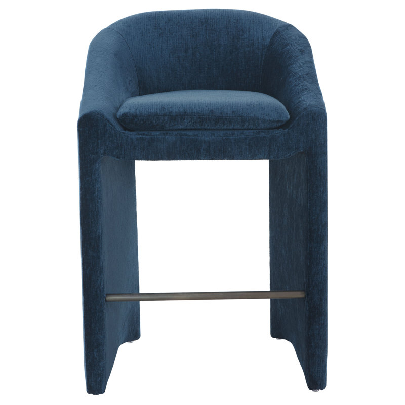 Kagan Chenille Counter Stool, Bar Stool (30.7" Seat Height), Navy