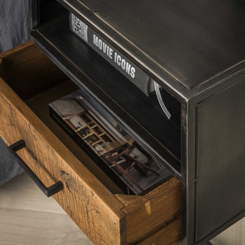 45cm W Steel Bedside Table