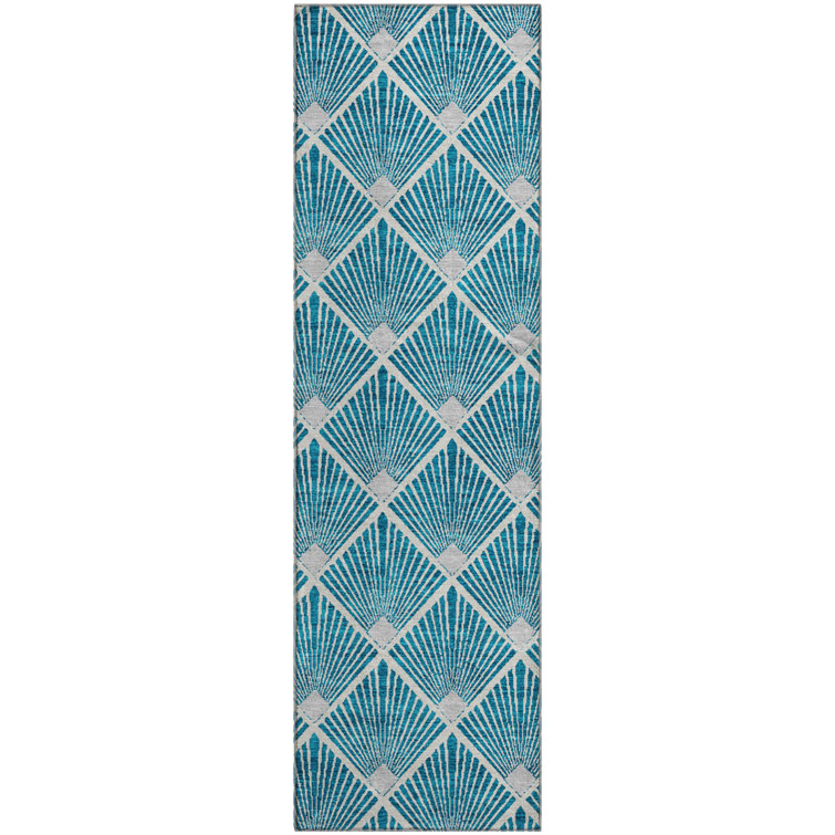 Premium Machine Washable Prisco Teal Rug