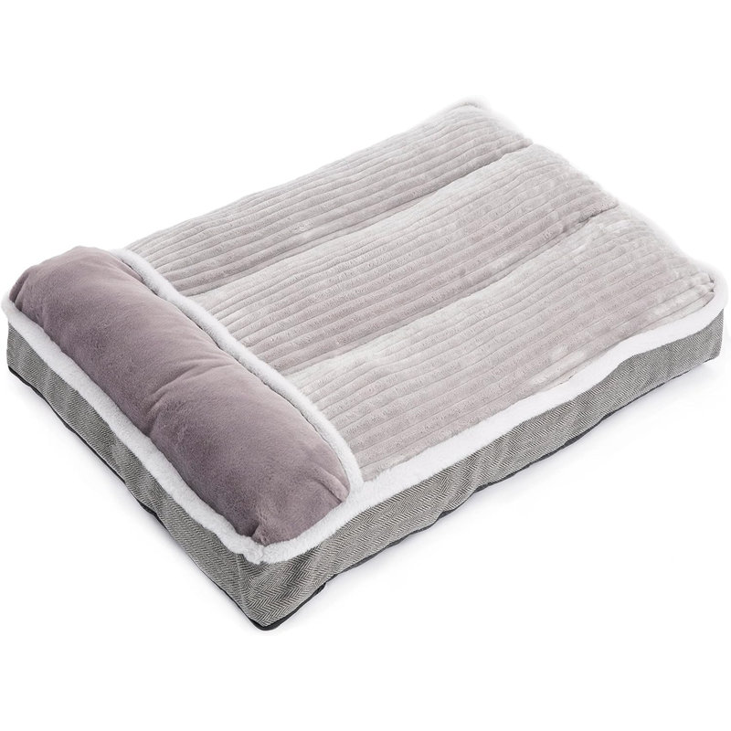 Large Gray Chew Resistant Dog Bed with Pillow
