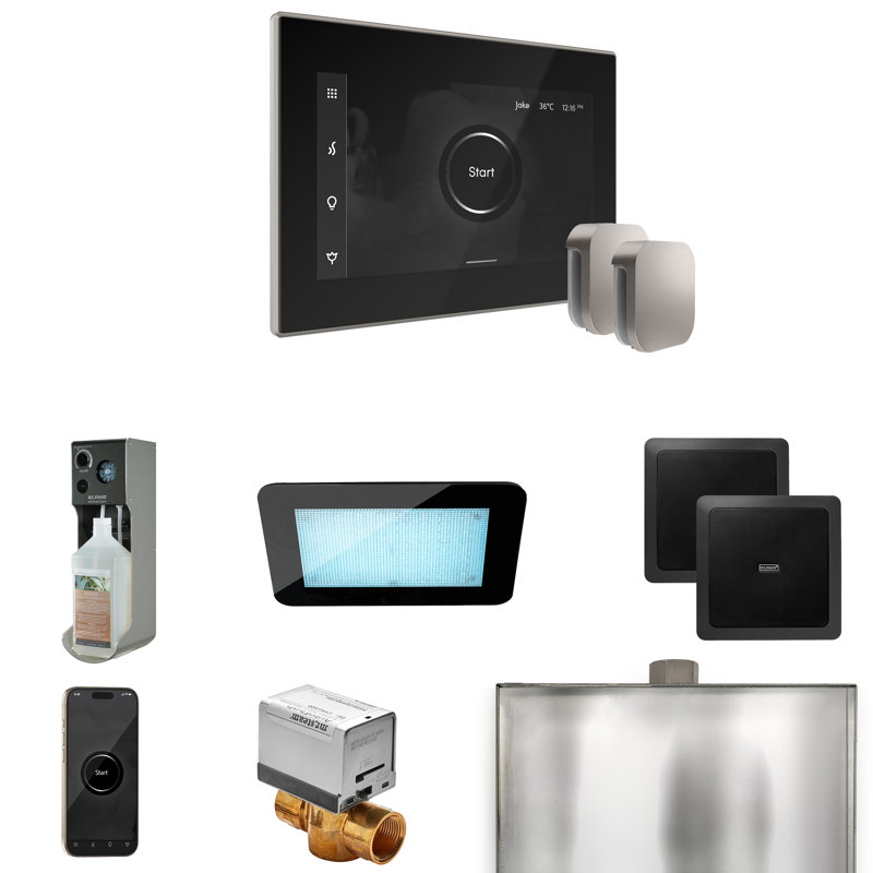 Ensemble de commande de douche à vapeur Xdream Max avec contrôle iSteamX et tête de vapeur, Nickel poli