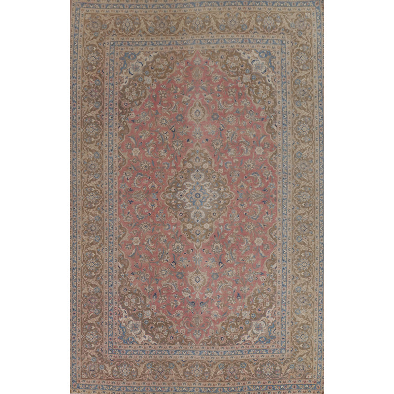 Tapis rose à motif floral 9 x 13