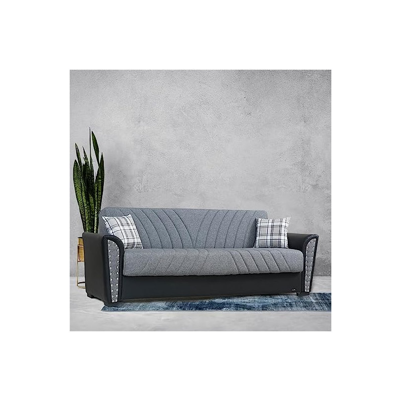 Canapé-lit convertible en tissu Sundon , Mélange de polyester gris