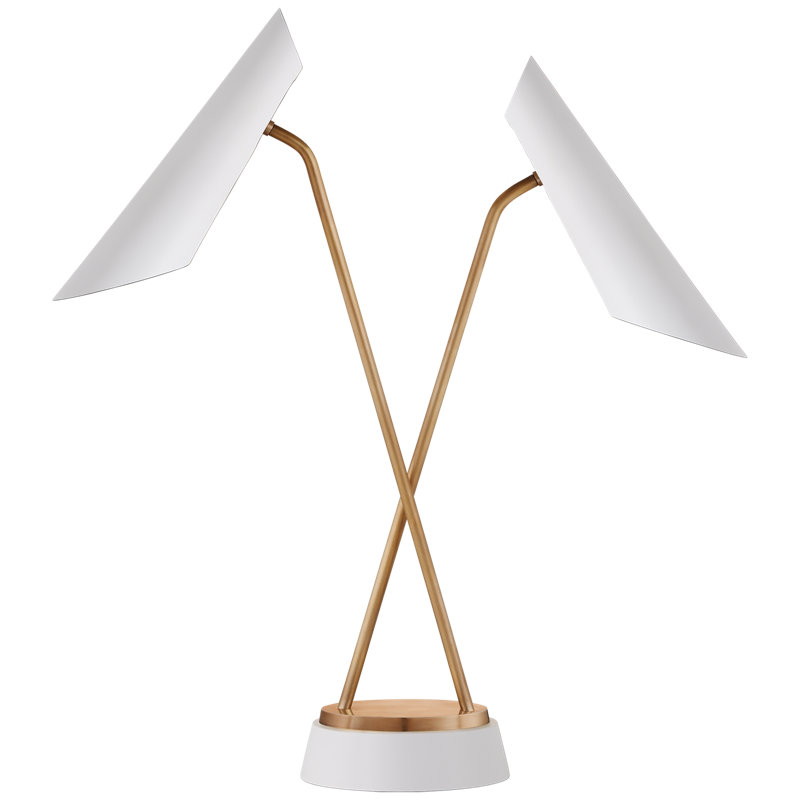 Franca Desk Table Lamp, White/Brass, White
