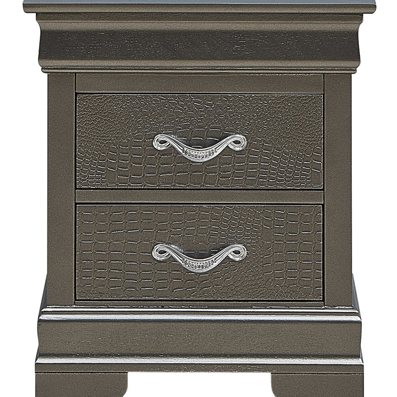 Élégante table de chevet métallique avec tiroirs, Noir
