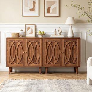 2-Door Accent Cabinet with Geometric Panel Doors