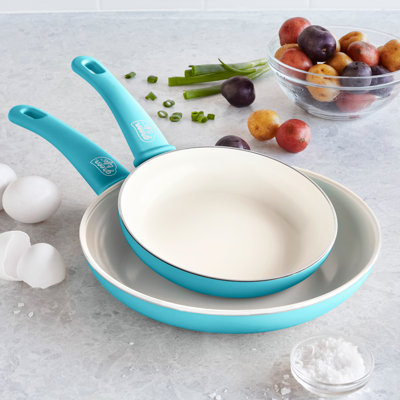 GreenLife Soft Grip Healthy Ceramic Nonstick, 7" And 10" Frying Pan Skillet Set, PFAS-Free, Dishwasher Safe