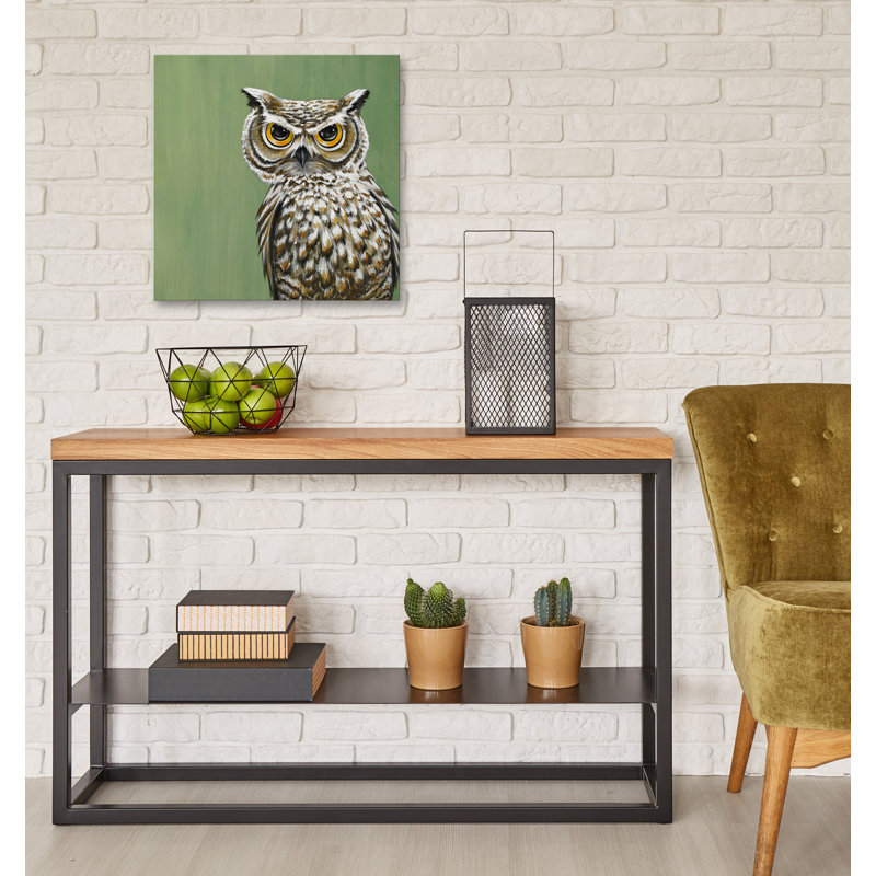 «Whoo You Look at» par Karin Grow, reproduction d'art sur toile, H 16 po x l 16 po