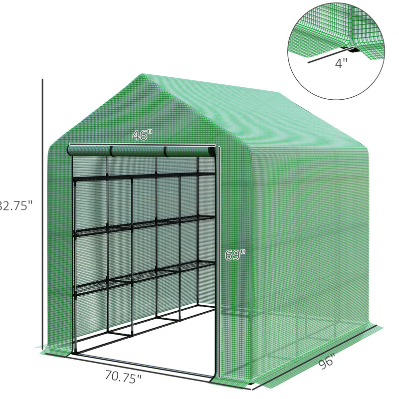 Portable Walk-In Greenhouse For Gardens - Sun And Rain, 18 Shelves Organization Outdoor With 93.02" Length Shelves, Blocking, Ideal Plant Protection