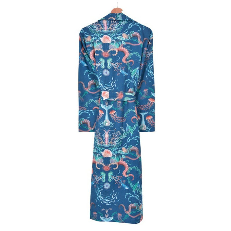 100% Cotton Mid-Calf Bathrobe with Pockets, S