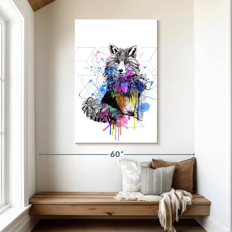Illustration d'un renard, H 48 po x l 32 po