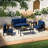 Polett Teak Outdoor Four-person Patio Set with Cushions and Two Tables-892041920-892041923
