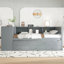 Lit de jour simple avec lit gigogne, structure de lit de jour en bois avec tiroirs de rangement et tablettes latérales, lit de jour avec bureau, aucune boîte à ressorts nécessaire, gris-436740927-436740926