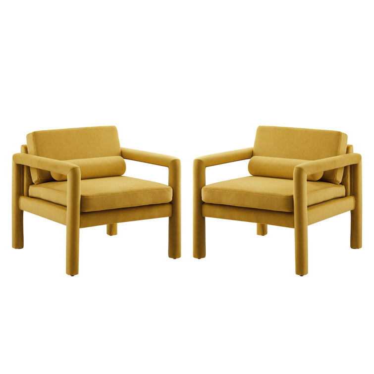 Brennyn Upholstered Velvet Accent Armchair Set of 2