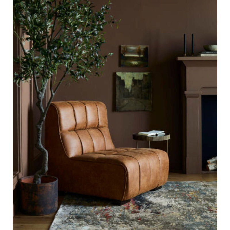 Morris Modern Accent Chair, Brown Faux Leather