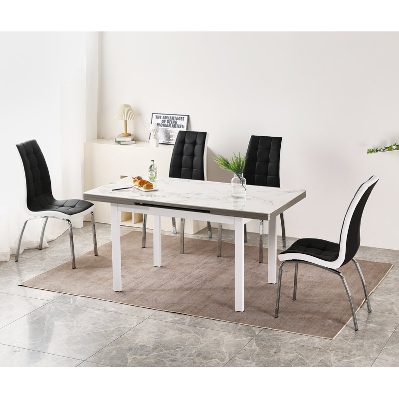 Jade Extending Dining Table With 4 Vienna Chairs, Black