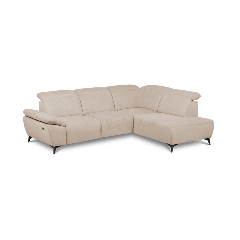 Relaxio Stylish Corner Sofa with Power Reclining & Multi Position Headrests & Adjustable Armrest, Right Hand Facing, Beige