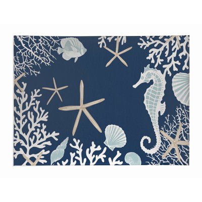 Coral & Seahorse Outdoor Rug