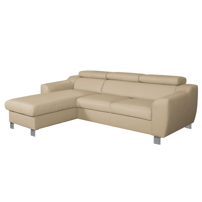 Avaiyah Leather Chaise Sofa with Sleeping Function and Storage, No, Beige, Left Hand Facing