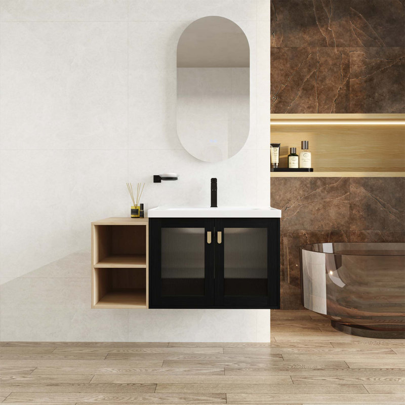 Meuble-lavabo mural avec lavabo et armoire combinée