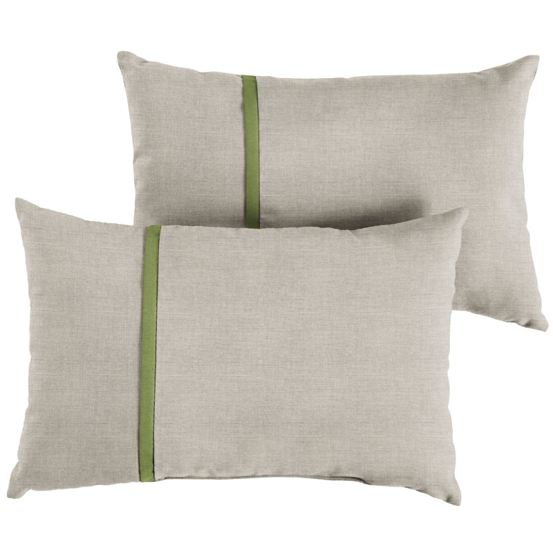 Quincy Striped Outdoor Reversible Throw Pillow, 12" x 24", Light Green/Silver