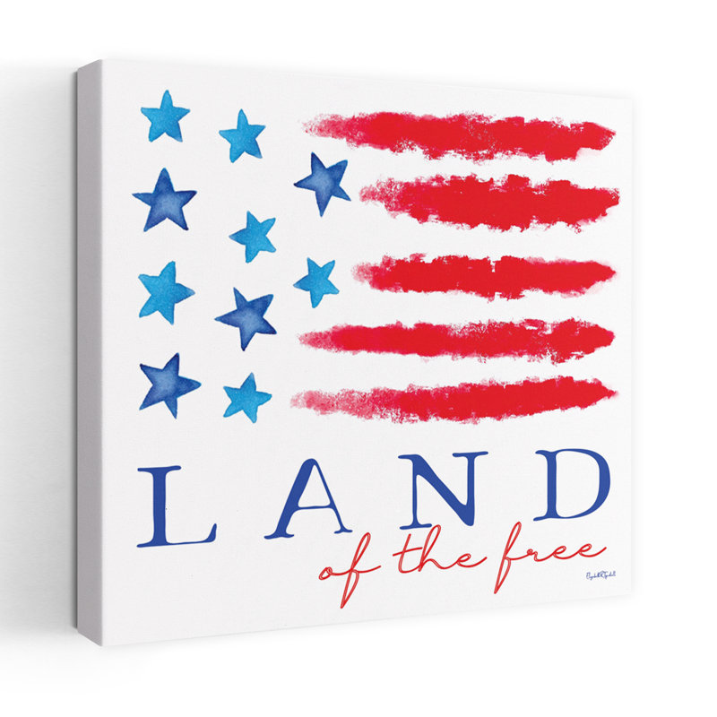 Land Of The Free Contemporary Typography Art, 32" H x 32" W