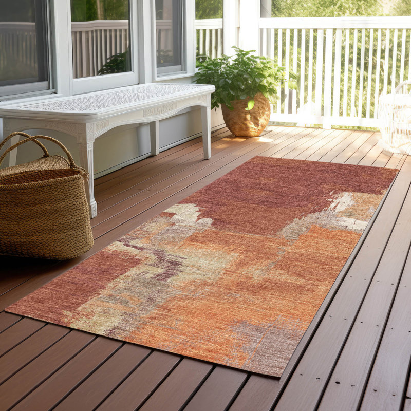 Machine Washable Indoor/Outdoor Christain ACN1335 Paprika Rug, Runner 2'3" x 7'6"