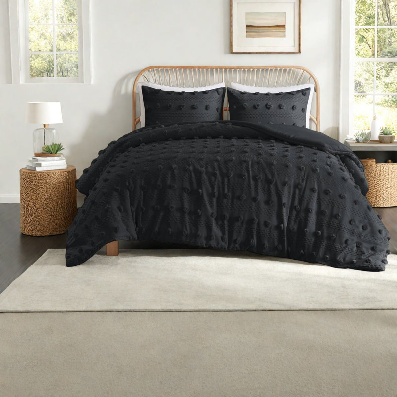 Ensemble de literie moderne en polyester TG, jacquard noir