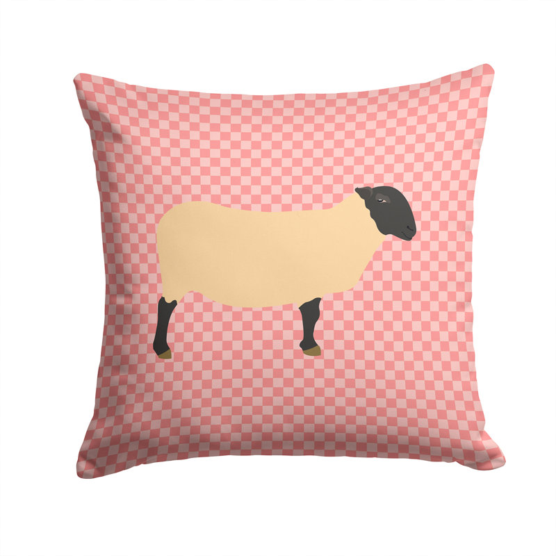 Coussin extérieur suffolk ovin check, Rose, 14 po x 14 po