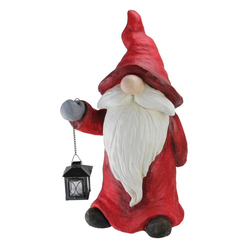 Figurine de table en forme de gnome de Noël rouge et blanc 19,75 po