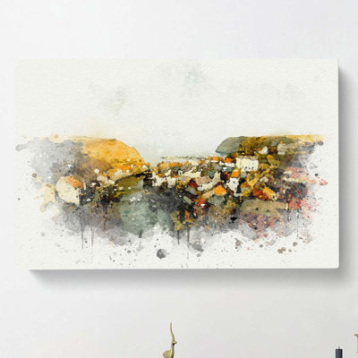 Staithes In North Yorkshire In Abstract - Wrapped Canvas Painting