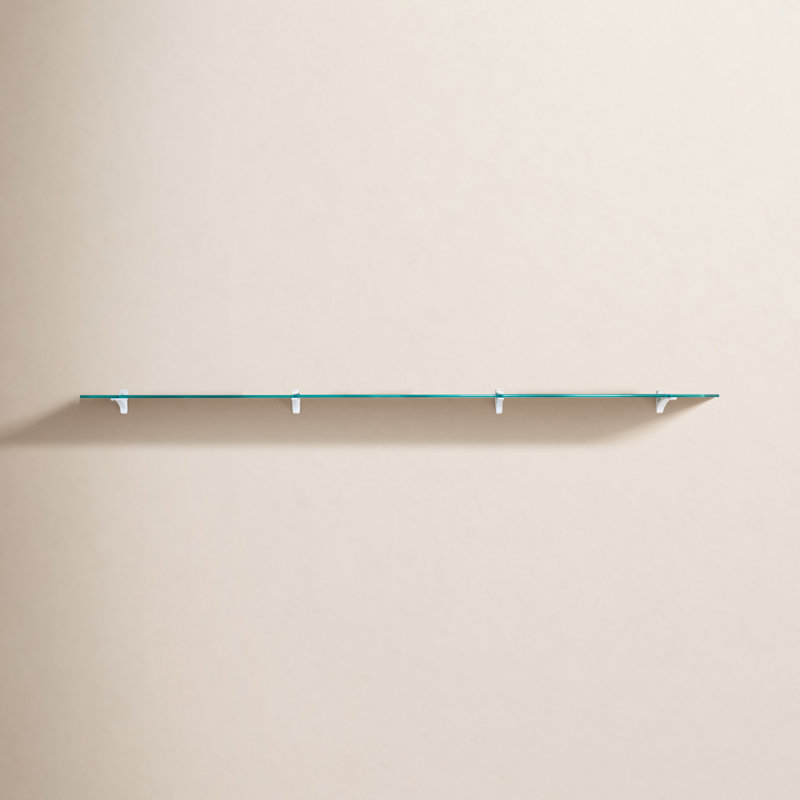 Earlham Tempered Glass Rectangular Bracket Shelf, White