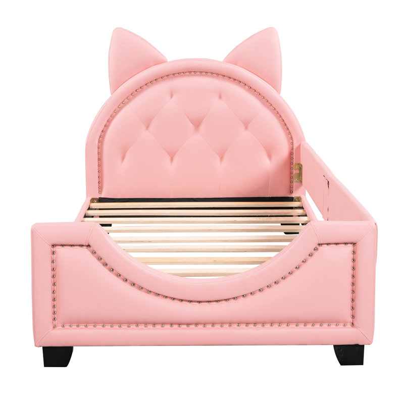 Pink Twin Upholstered Daybed - Generous Space For A Good Night's Rest With Upholstery And Carton Ears Headboard Low Profile Design