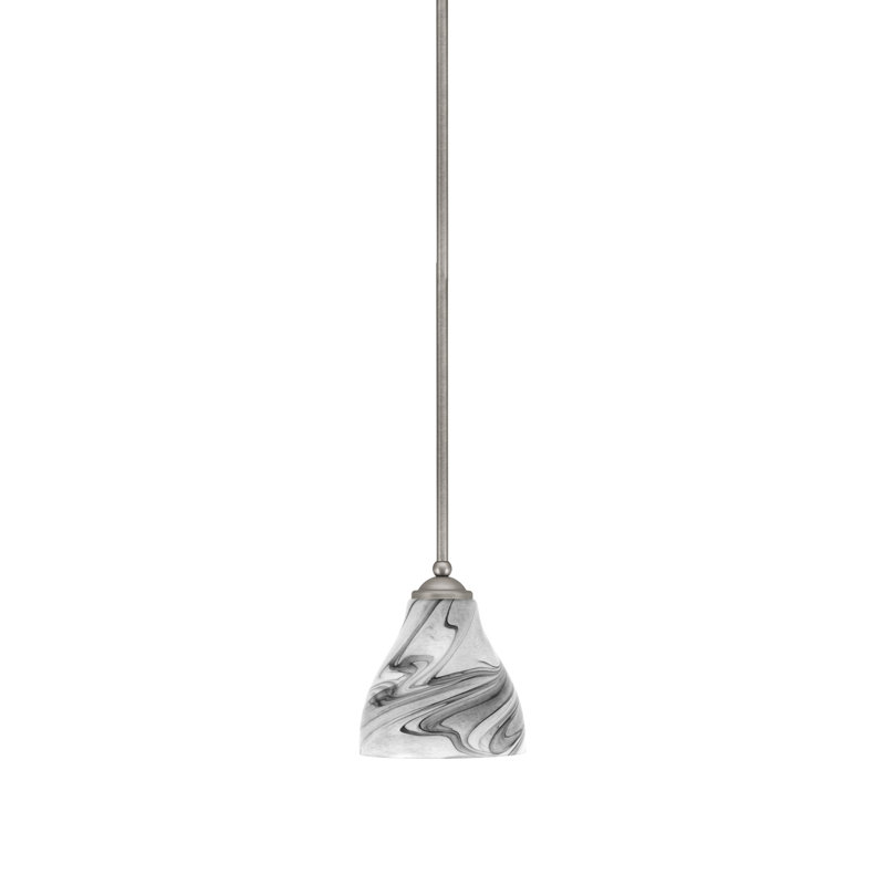 Zilo Stem Hung Mini Pendant Shown In Graphite Finish With 6.25" Glass, Graphite