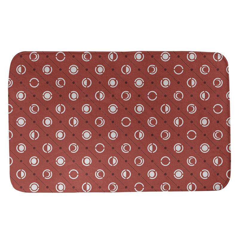 Tapis de bain géométrique antidérapant en microfibre Moon phases, l 17 po x L 24 po, Rouge/noir