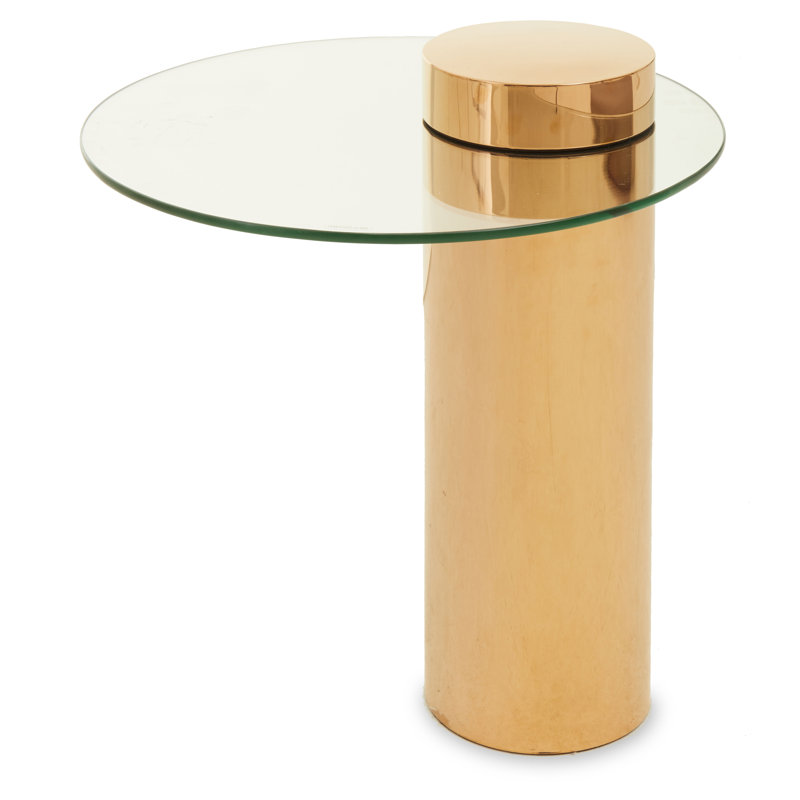 Bhodi Glass Top End Table, Gold