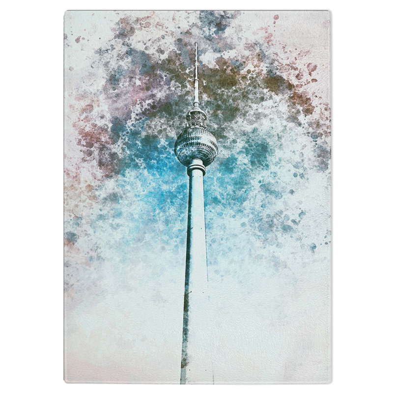 Tempered Glass Alexanderplatz in Berlin Chopping Board, 20 cm W x 28.5 cm L