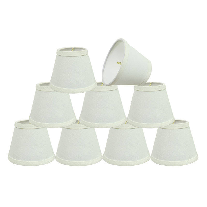 White Linen Empire Clip-On Chandelier Lamp Shades, Set of 9