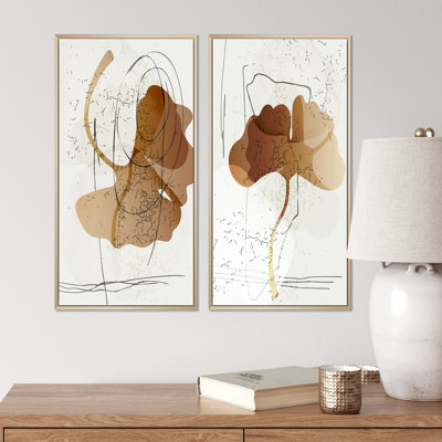 «Trendy Abstracts with Colorful Shapes», ensemble de 2 peintures