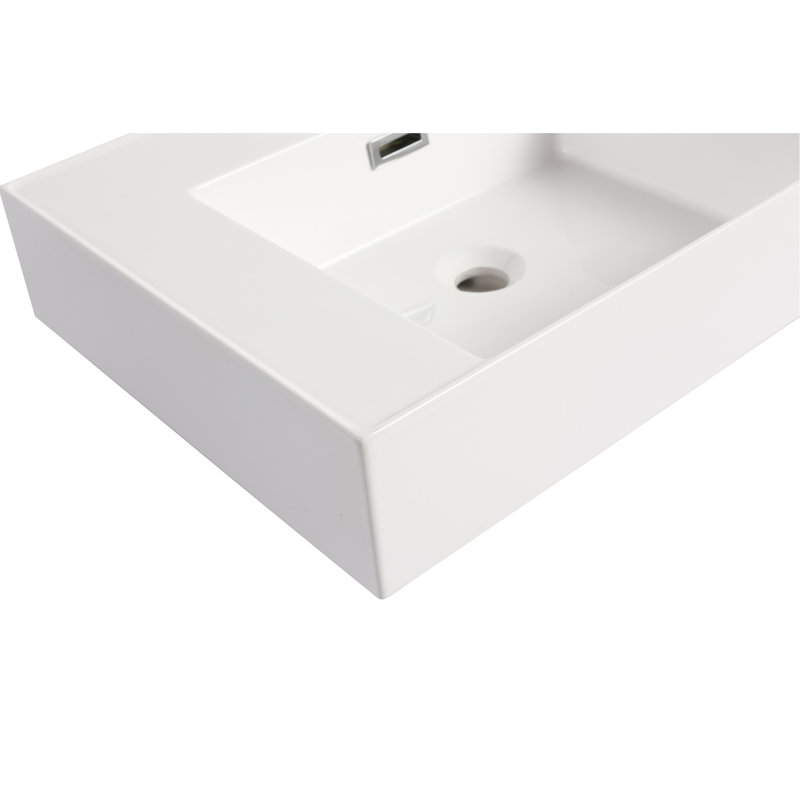 Vasque de salle de bain en résine - Aspect chêne blanc américain, hauteur 13 cm x largeur 46,7 cm x profondeur 60 cm, matériau sécuritaire et adapté à la salle de bain, résistant aux taches.