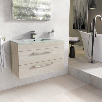 Whitfield 800mm Single Bathroom Vanity with Integrated Glass Basin