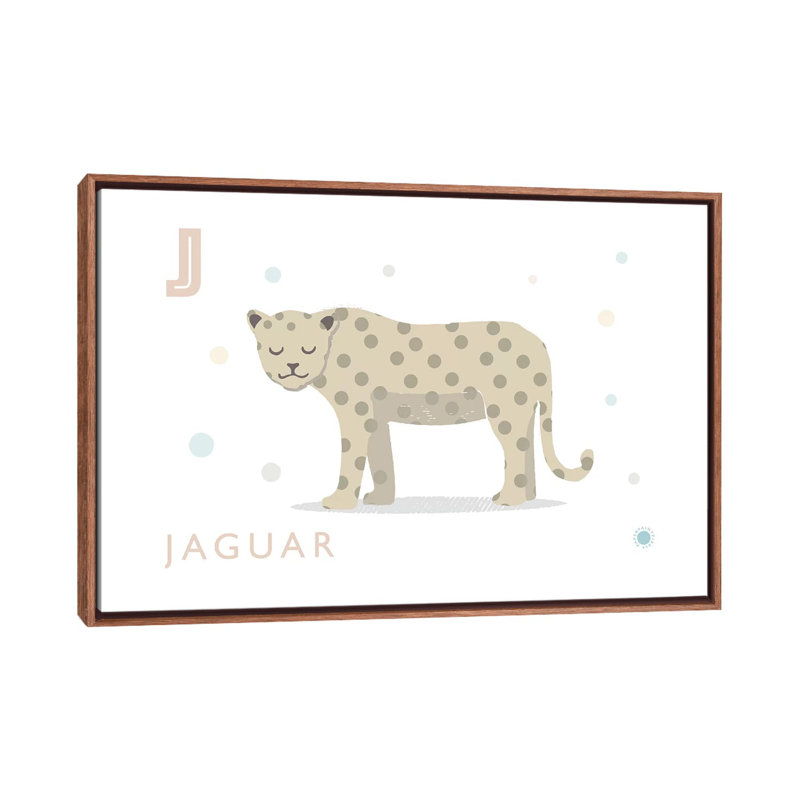 Jaguar - impression d'art graphique, Toile avec cadre brun, H 26 po x l 40 po x 1,5 po, Pas de tapis